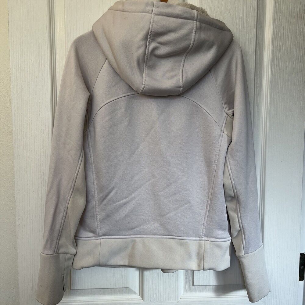 Athleta Hoodie Jacket Women’s M Triumph Luxe Shine Pearl Cream 511431 Faux Fur - Picture 2 of 11